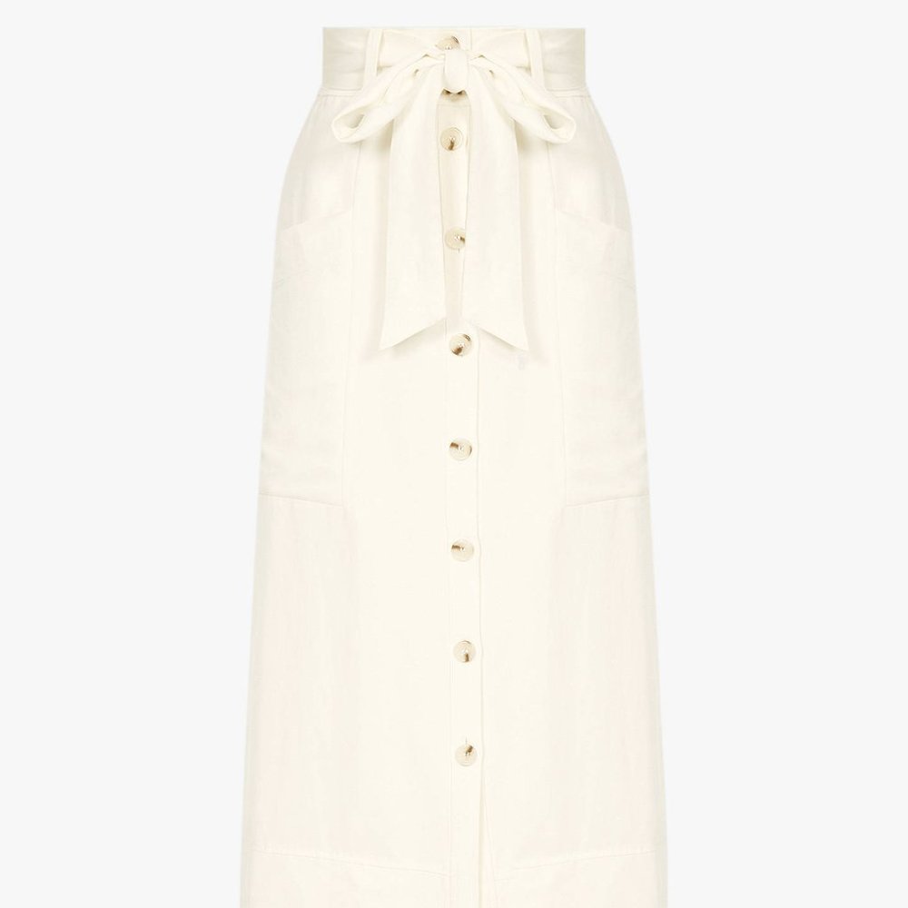 Reiss - Josephine-Linen Visc Skir, Buttermilk